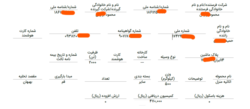 صدور بارنامه آنلاین